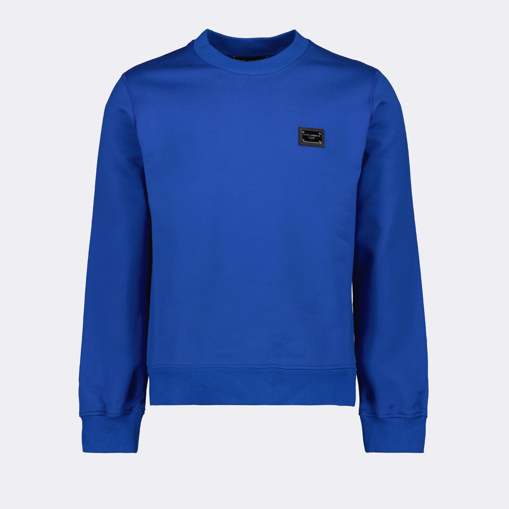 Sweatshirts Sweatshirt à logo plaque Dolce & Gabbana Bleu Homme