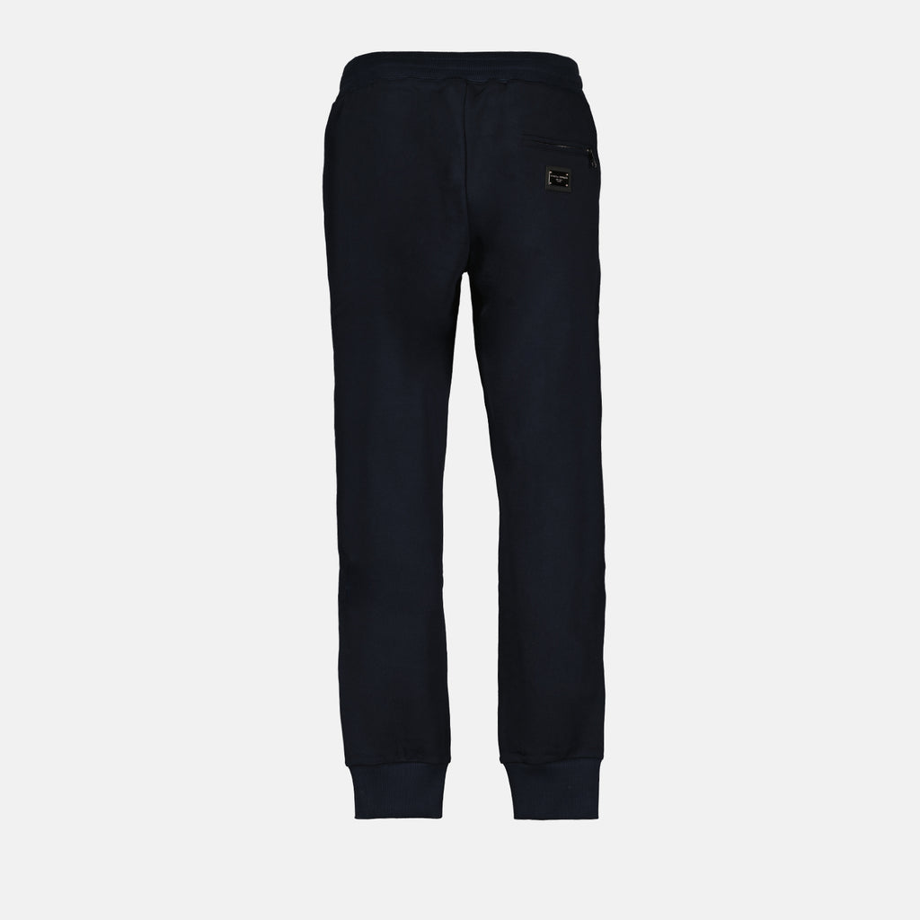 Pantalons Pantalon jogging à logo plaque Dolce & Gabbana Bleu Homme