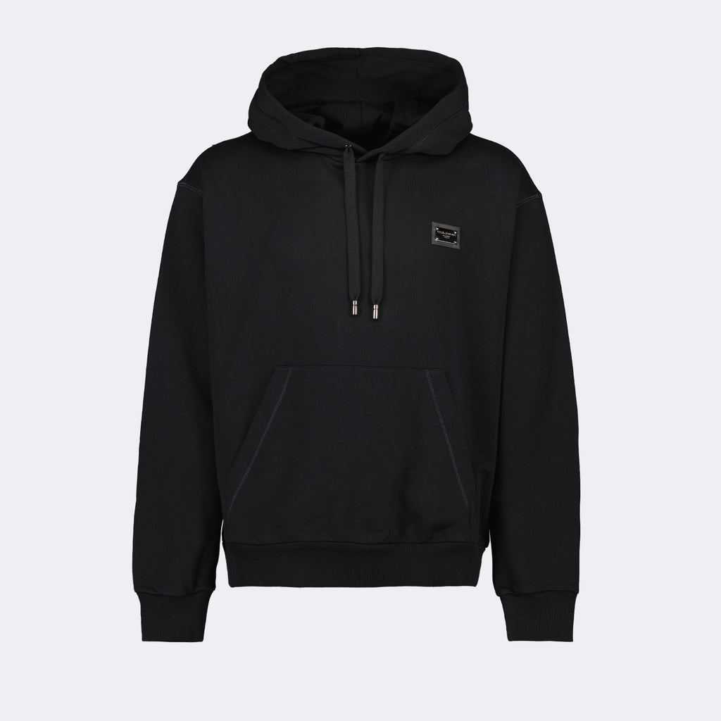 Sweatshirts Sweat à capuche à logo plaque Dolce & Gabbana Noir Homme