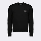 Maille Pull à logo plaque Dolce & Gabbana Noir Homme