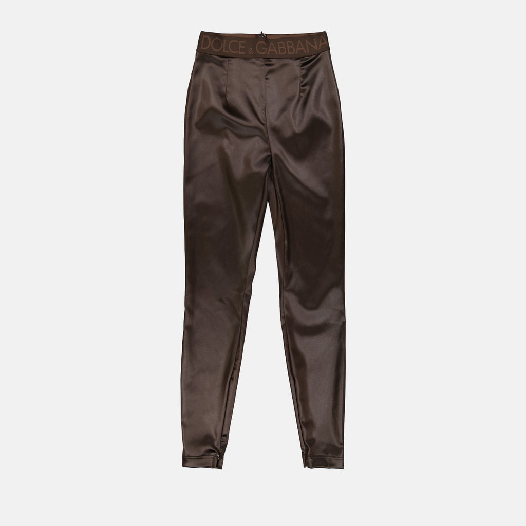 Hosen Legging en satin Dolce & Gabbana Braun Femme
