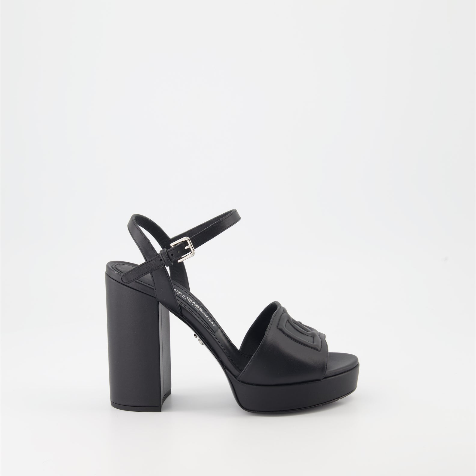 Sandales à Talons Dolce & Gabbana - Pointure 37 EU (UK4) - Cuir - Logo DG - Bleu, Rose, Noir, Or - Neuf Avec Boîte