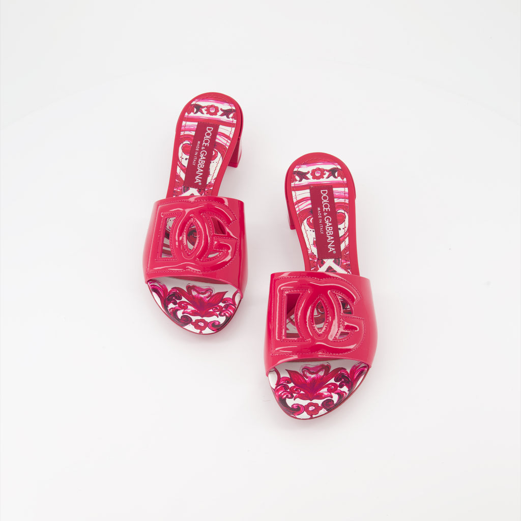 Offene schuhe Mules DG en cuir verni Dolce & Gabbana Rosa Femme