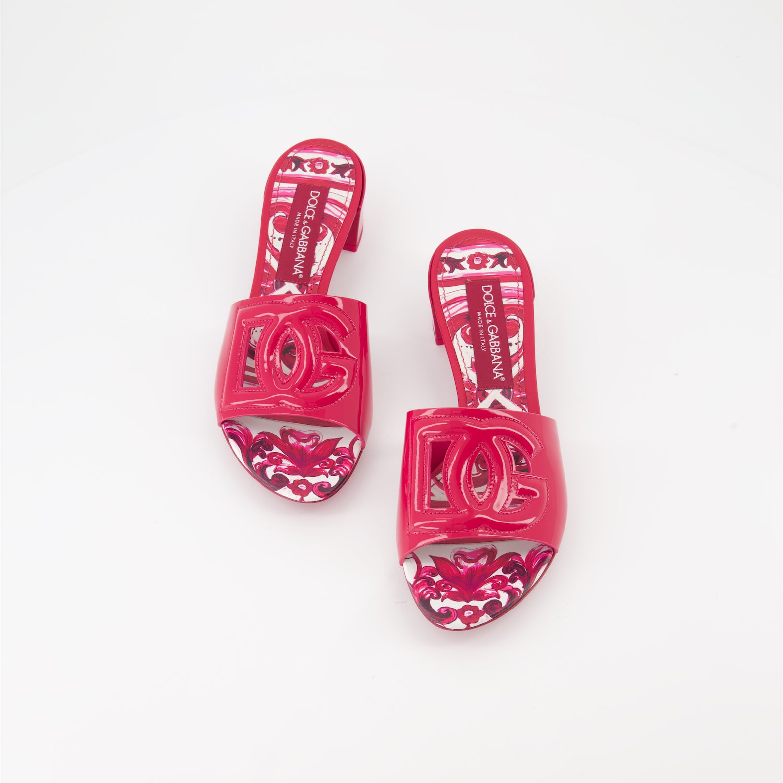 Offene schuhe Mules DG en cuir verni Dolce & Gabbana Rosa Femme