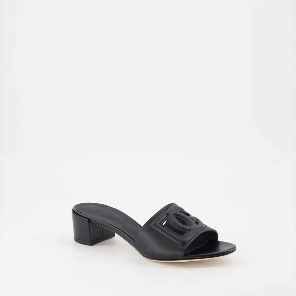Offene schuhe Mules DG en cuir lisse Dolce & Gabbana Schwarz Femme