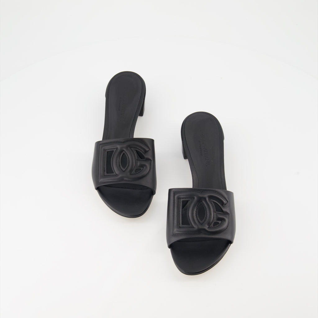 Offene schuhe Mules DG en cuir lisse Dolce & Gabbana Schwarz Femme