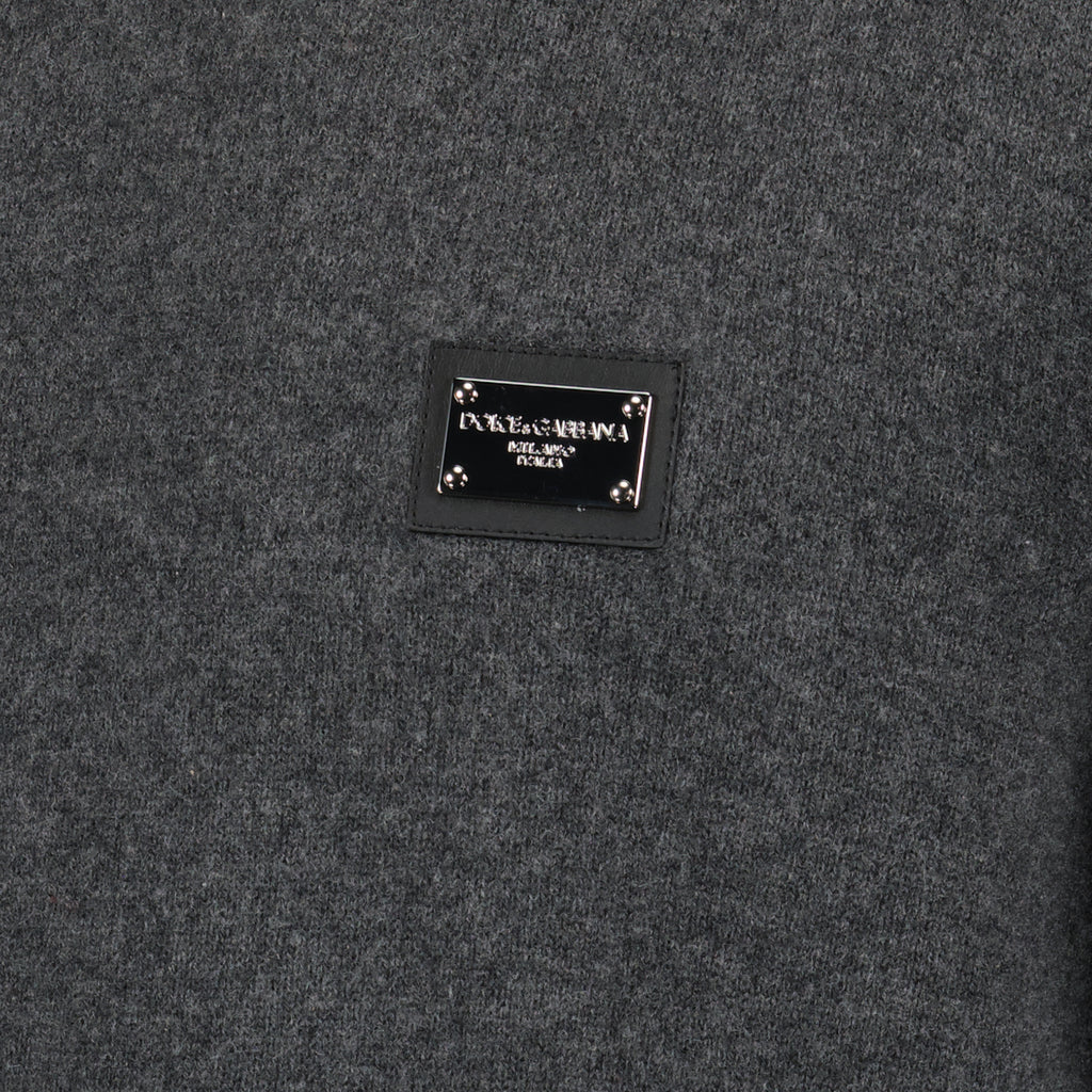 Strickwaren Pull à logo plaque Dolce & Gabbana Grau Homme