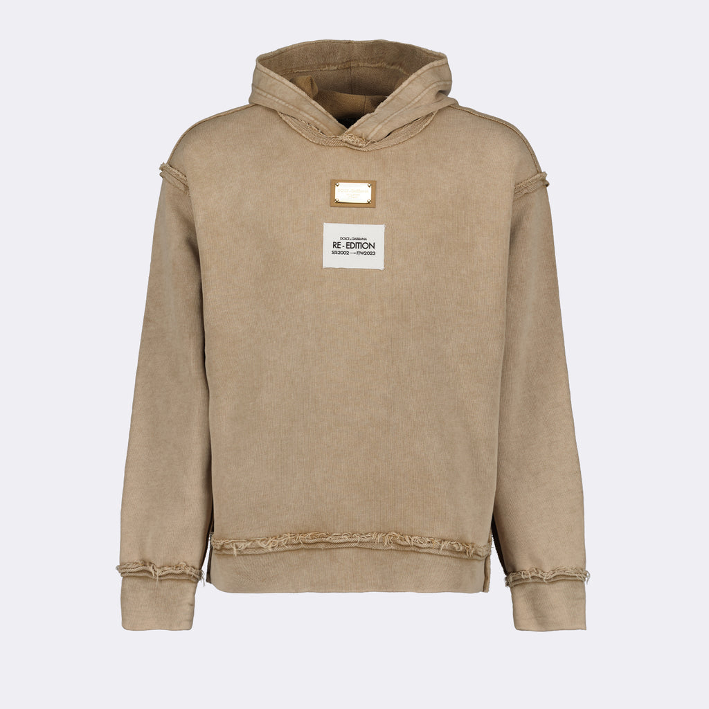 Sweatshirts Sweat à capuche Re-Edition Dolce & Gabbana Beige Homme