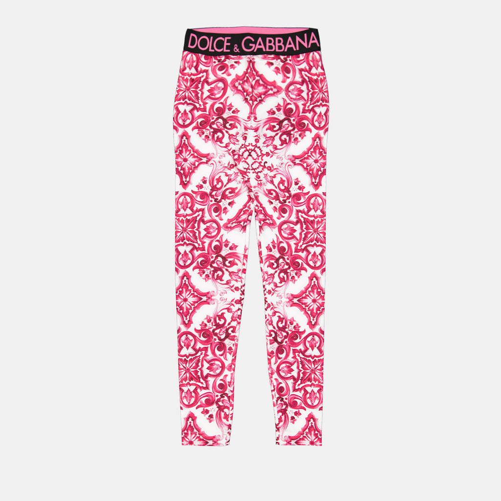 Pants Majolica print leggings Dolce & Gabbana Pink Women