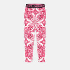 Pants Majolica print leggings Dolce & Gabbana Pink Women