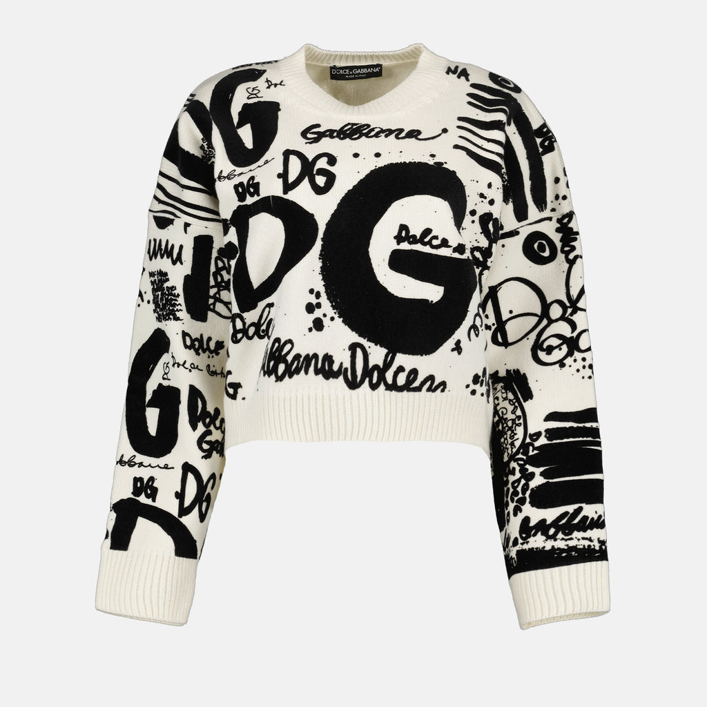 Maille Pull DG en laine Dolce & Gabbana Blanc Femme