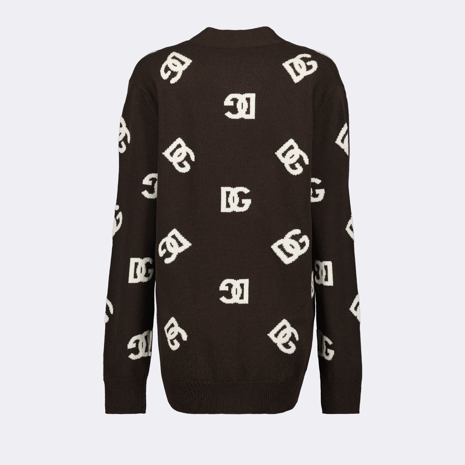 Malhas Cardigan DG en laine Dolce & Gabbana Marrom Femme