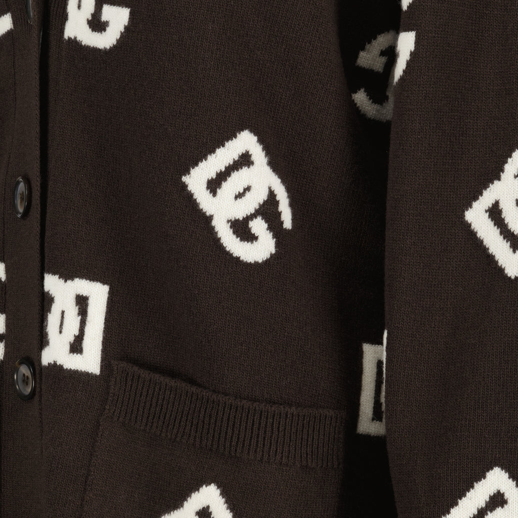 Malhas Cardigan DG en laine Dolce & Gabbana Marrom Femme