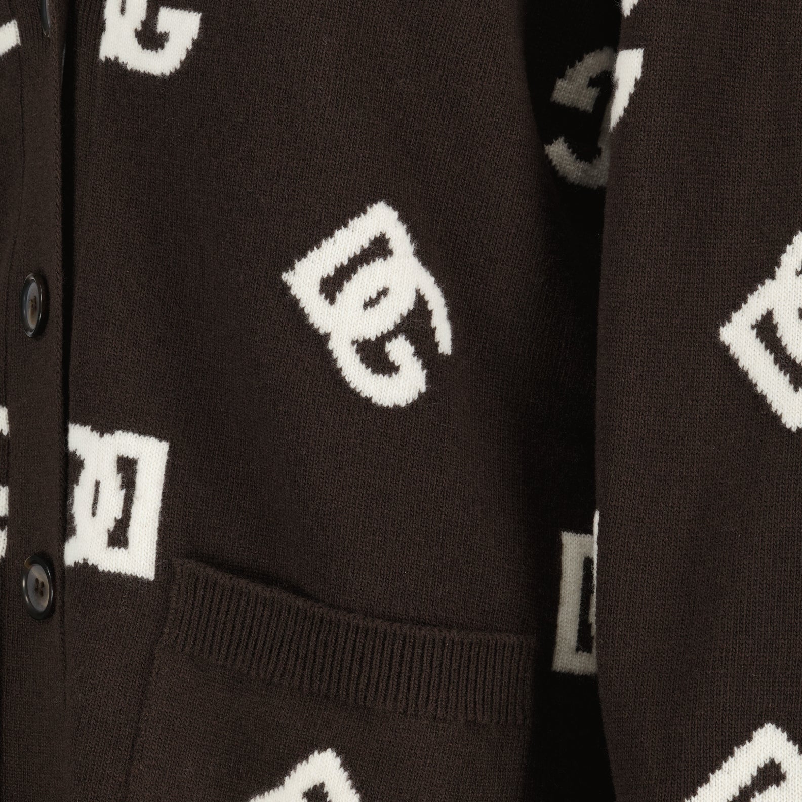 Malhas Cardigan DG en laine Dolce & Gabbana Marrom Femme