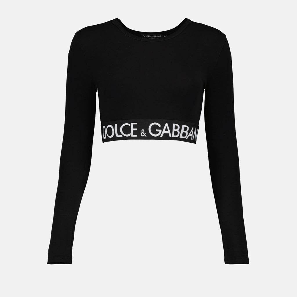 トップス 長袖クロップトップ Dolce & Gabbana 黒 女性