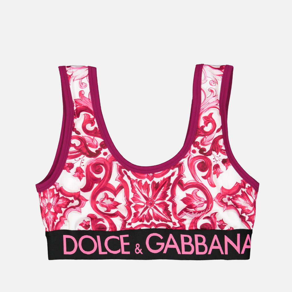 Tops Brassière imprimé majoliques Dolce & Gabbana Rosa Femme
