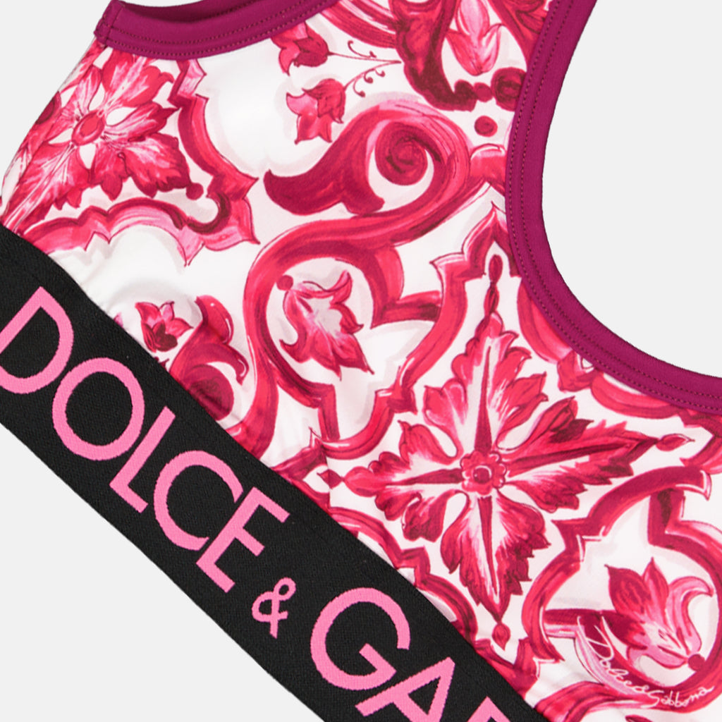 Tops Brassière imprimé majoliques Dolce & Gabbana Rosa Femme