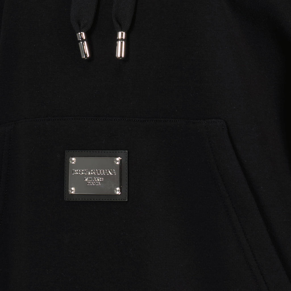 Sweatshirts Sweat à capuche à logo plaque Dolce & Gabbana Noir Femme