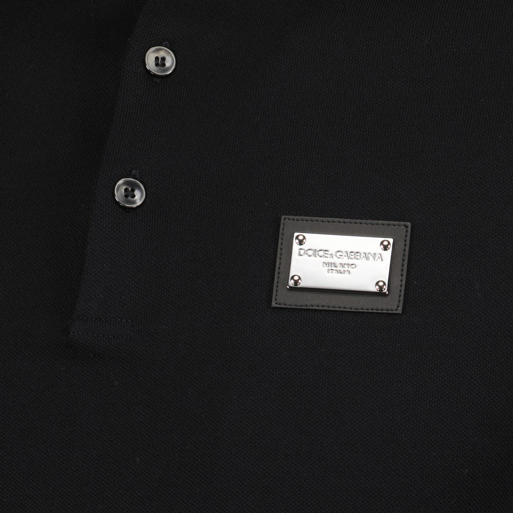 Polos Polo à logo plaque Dolce & Gabbana Noir Homme