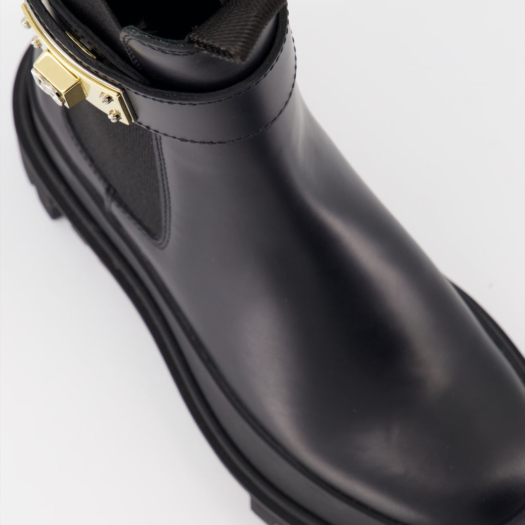 앵클부츠 Bottines à bride logo Dolce & Gabbana 검은색 Femme