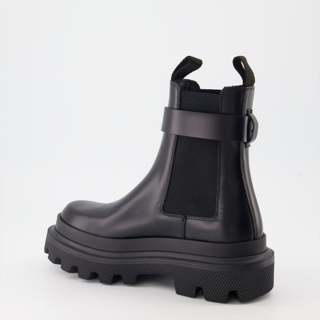 앵클부츠 Bottines à bride logo Dolce & Gabbana 검은색 Femme