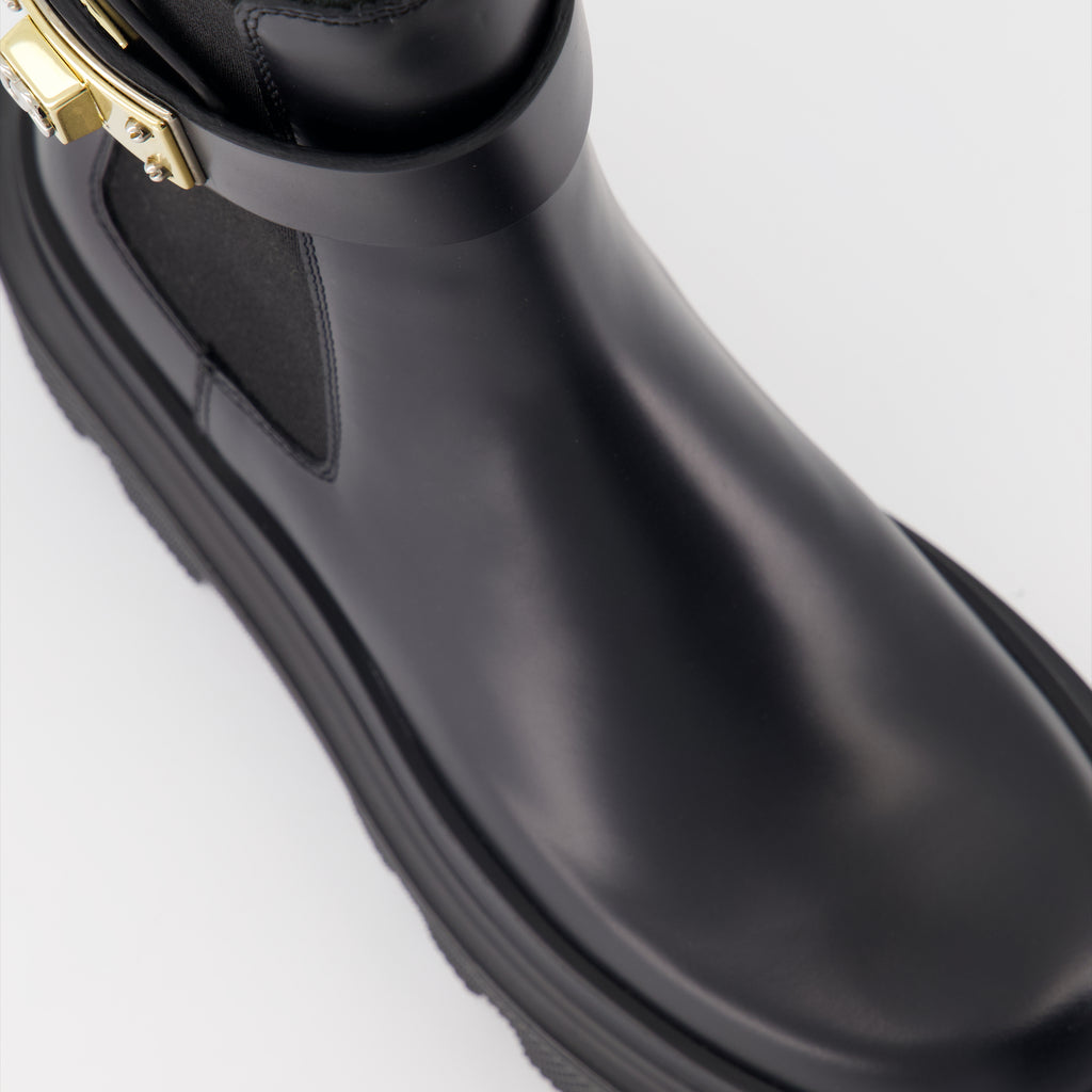 앵클부츠 Bottines à bride logo Dolce & Gabbana 검은색 Femme