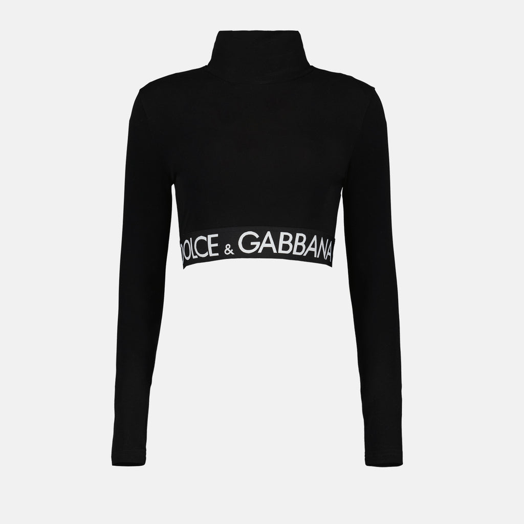 Tops Logo crop top Dolce & Gabbana Black Women
