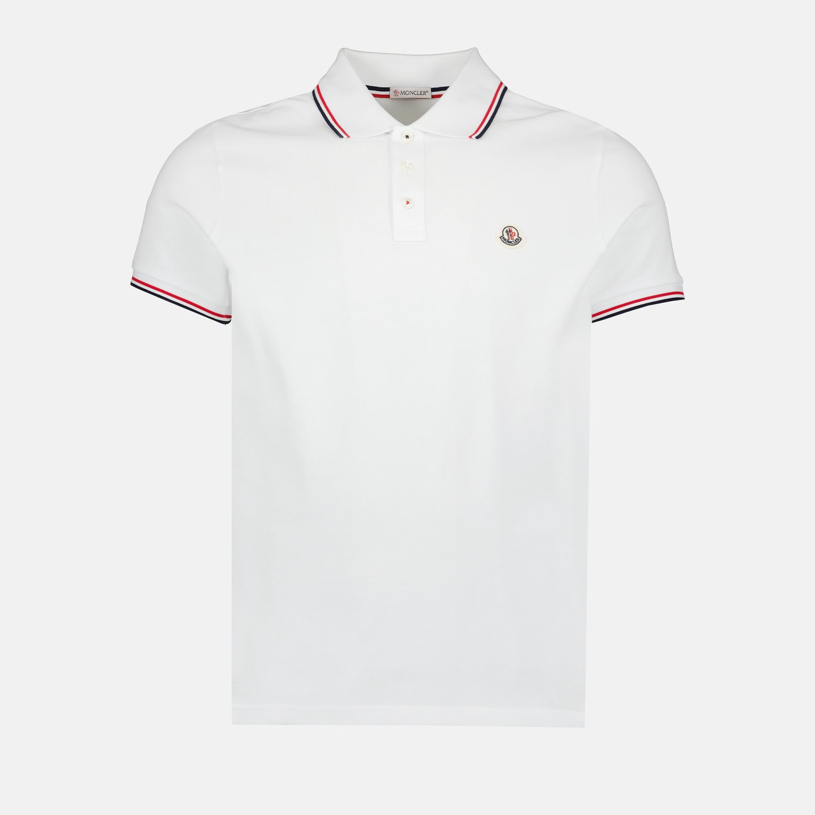 Polos Polo à logo et liseré Moncler Blanc Homme