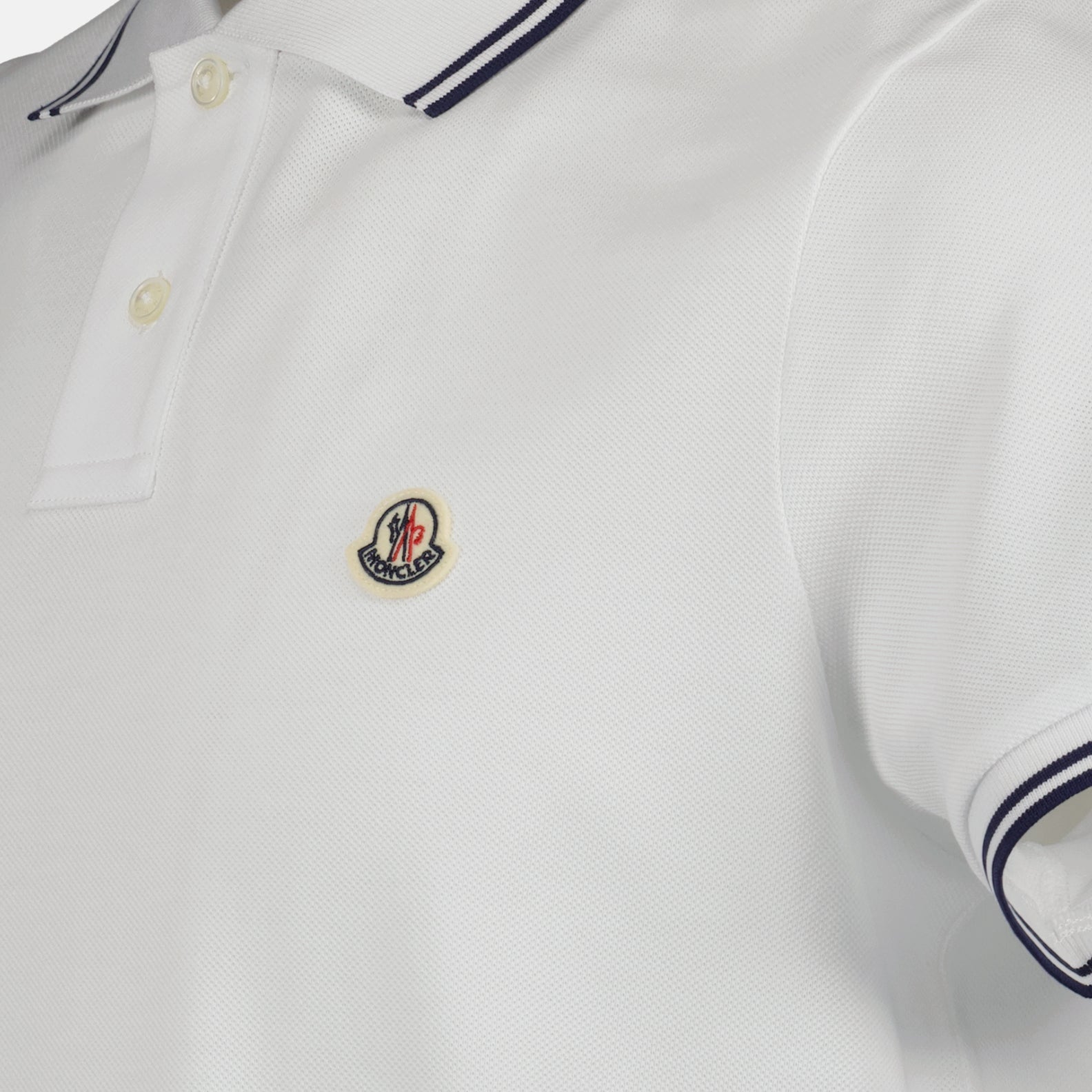 Polo Polo con Piping Moncler Bianco Homme