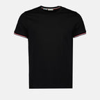 T-Shirts T-shirt à logo et liseré Moncler Schwarz Homme