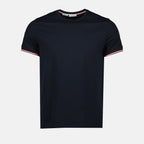 T-shirt T-shirt à logo et liseré Moncler Blu Homme