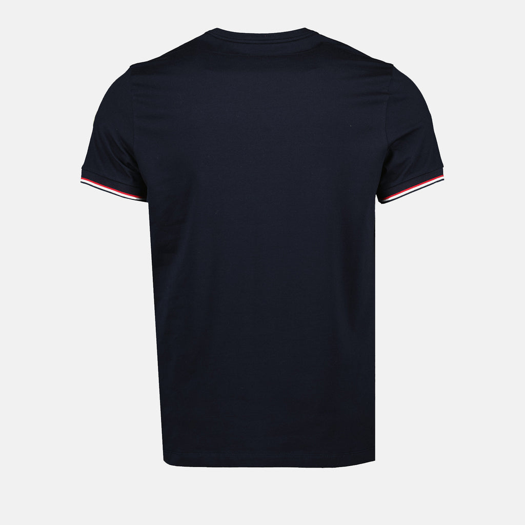 T-shirt T-shirt à logo et liseré Moncler Blu Homme