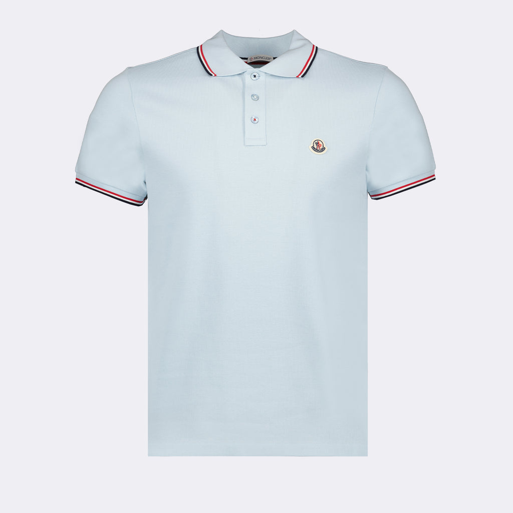 Polo shirts Polo shirt with logo and piping Moncler Blue Man
