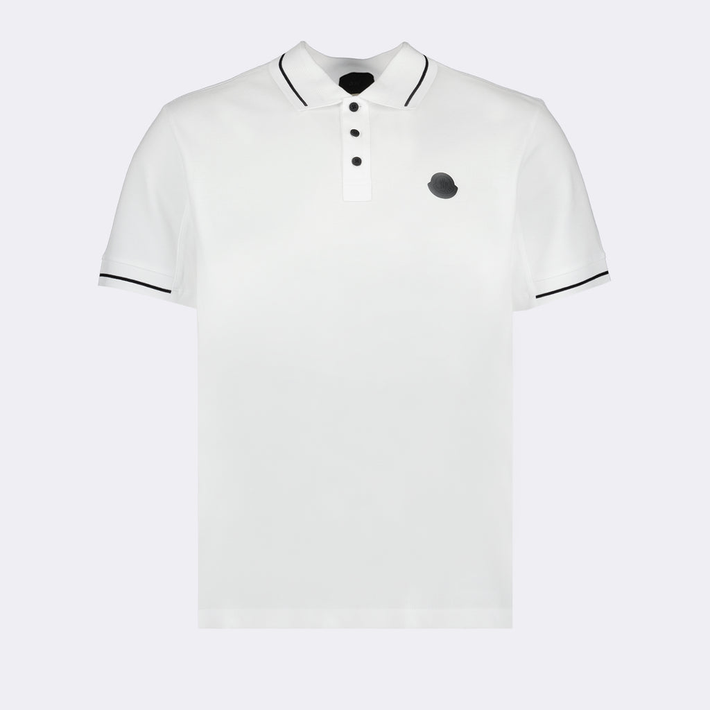 Polos Polo com Logo e Piping Moncler Branco Homme