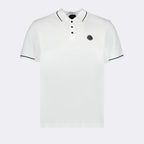 Polos Polo com Logo e Piping Moncler Branco Homme