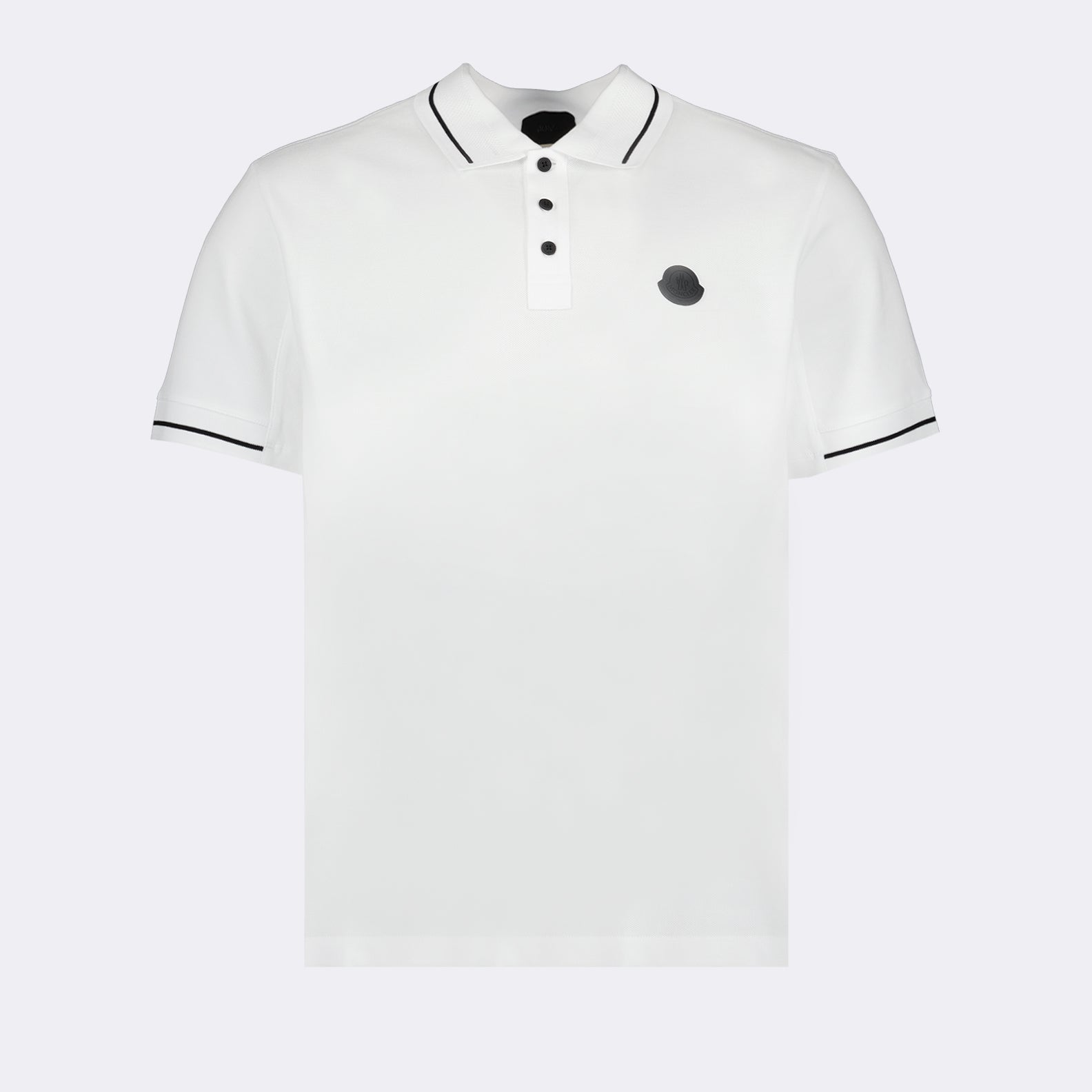Polos Polo à logo et liseré Moncler Blanc Homme