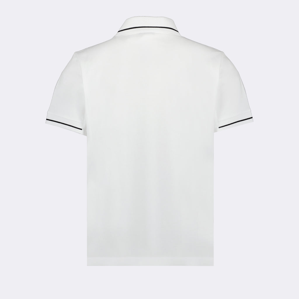Polos Polo com Logo e Piping Moncler Branco Homme