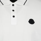 Polos Polo com Logo e Piping Moncler Branco Homme