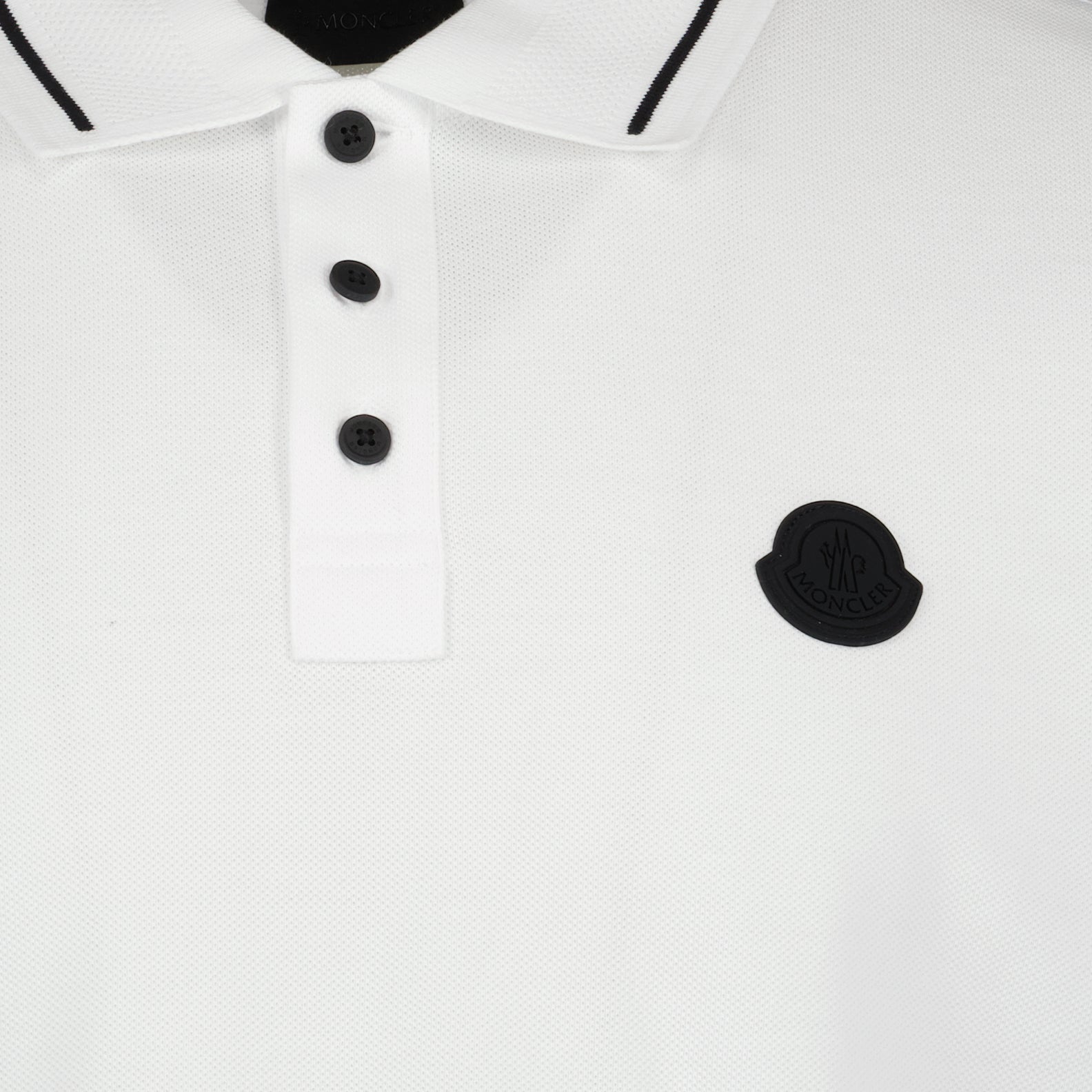 Polos Polo à logo et liseré Moncler Blanc Homme