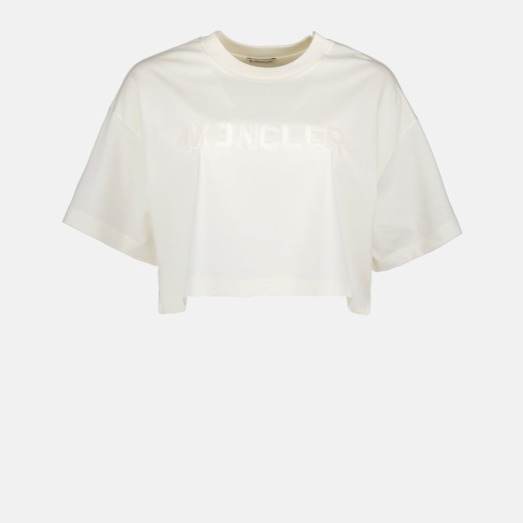 T-shirts Logo cropped T-shirt Moncler White Women