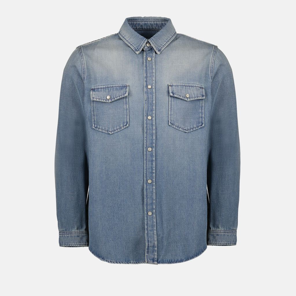 Shirts Faded Denim Shirt Saint Laurent Blue Man