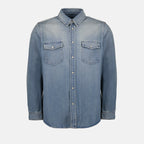 Shirts Faded Denim Shirt Saint Laurent Blue Man