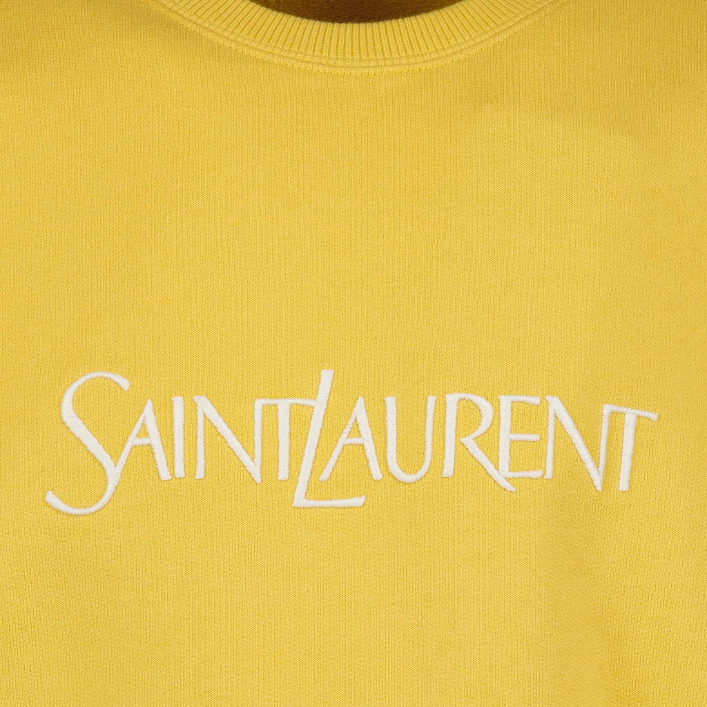 Sweatshirts Embroidered Logo Sweatshirt Saint Laurent Yellow Homme