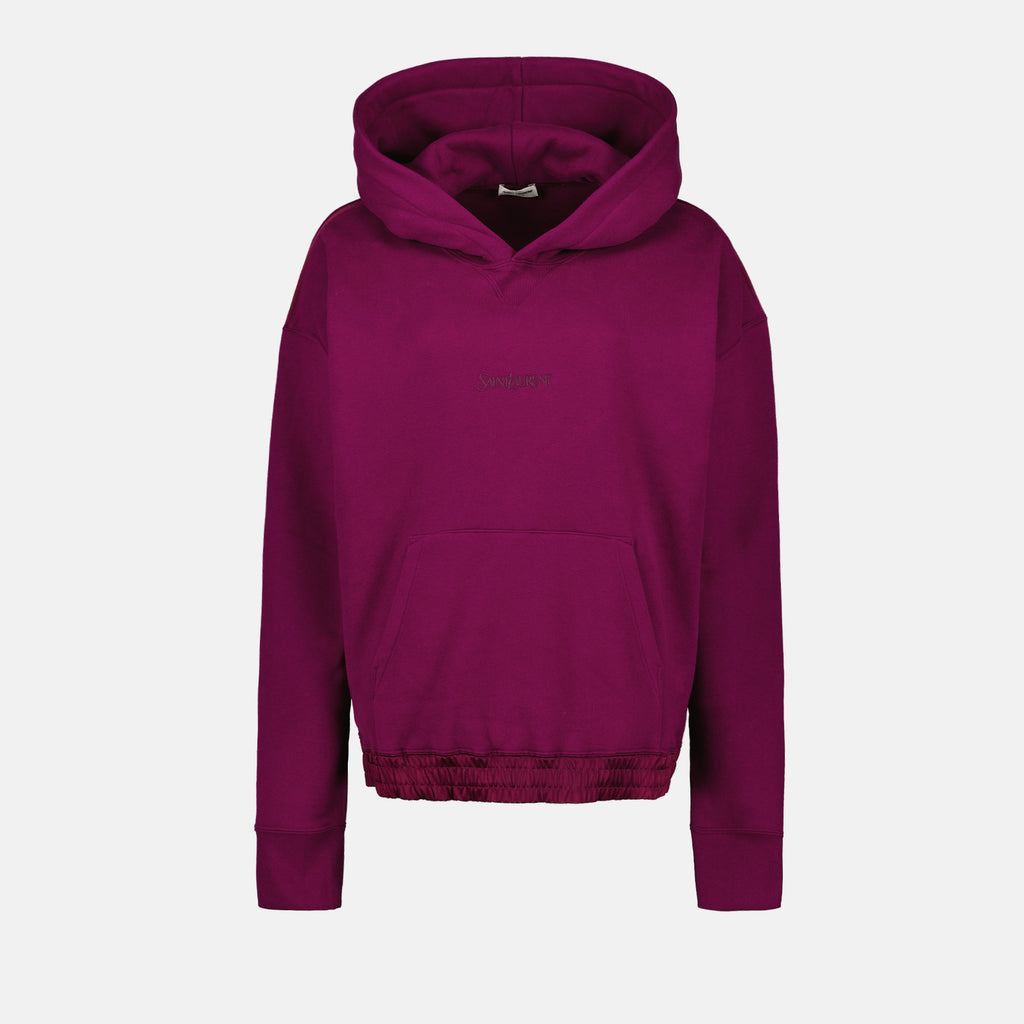Sweatshirts Sweat à capuche à logo Saint Laurent Violet Homme