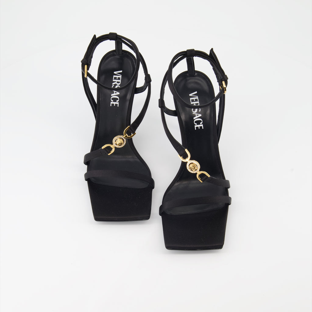Chaussures ouvertes Sandales à talon Medusa '95 Versace Noir Femme
