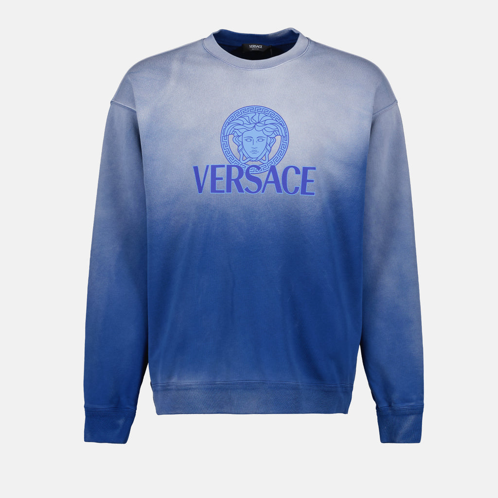 Sweatshirts Sweatshirt Medusa délavé Versace Bleu Homme