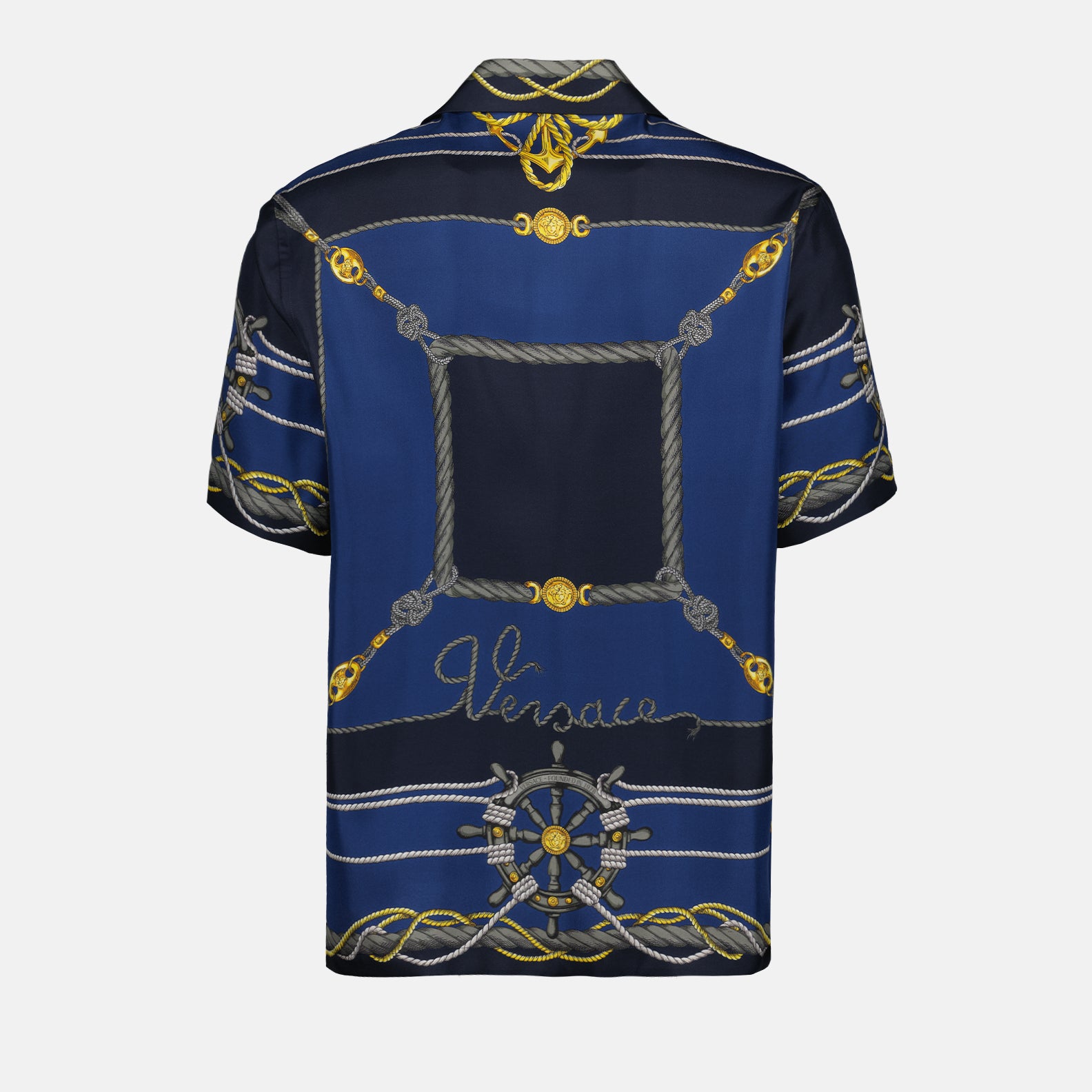 Shirts Nautical silk shirt Versace Blue Man