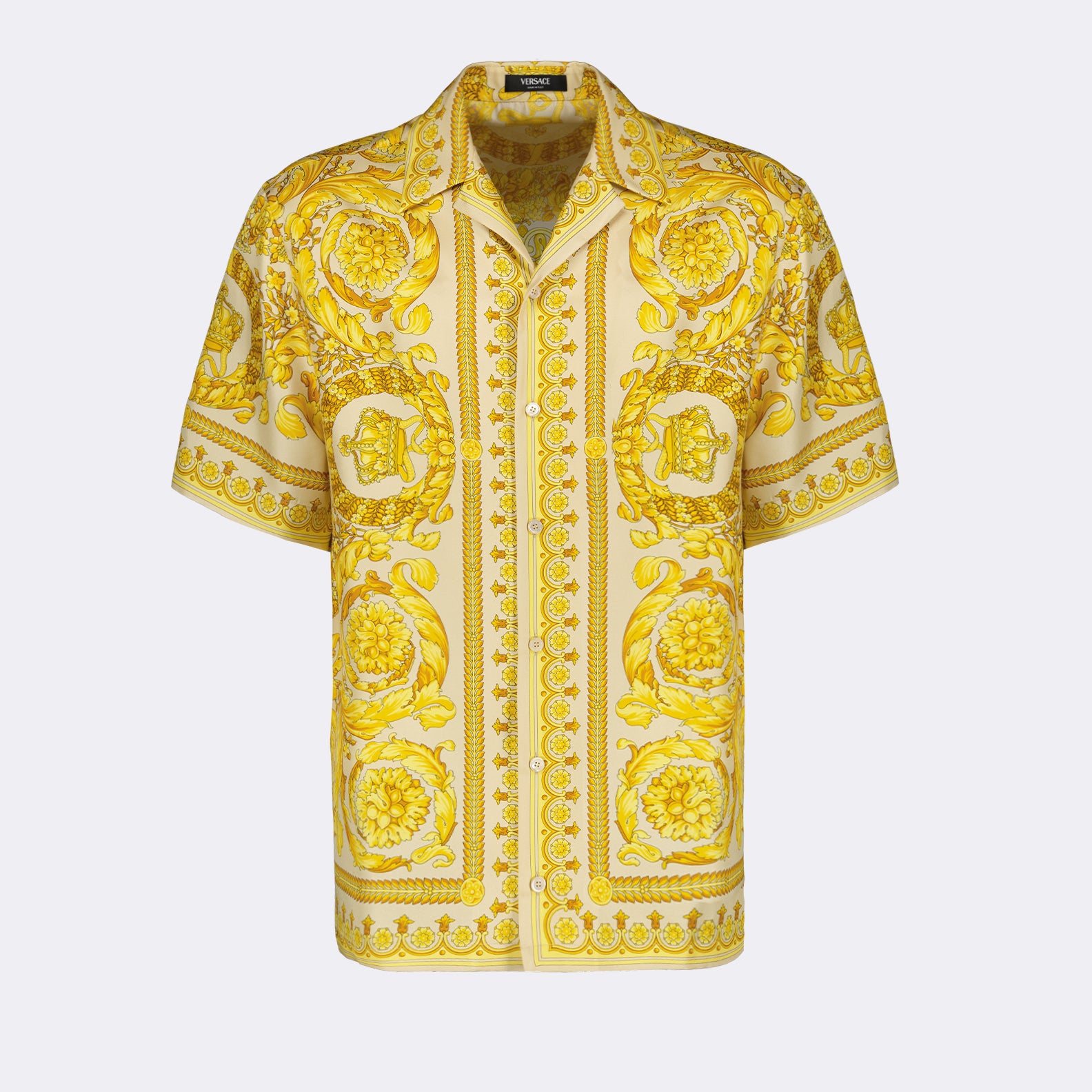Camicie Chemise Barocco en soie Versace Giallo Homme