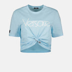 Tシャツ 1978 リエディション クロップド T シャツ Versace 青 女性