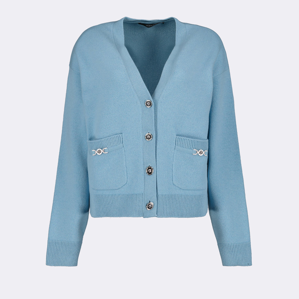 Knitwear Wool cardigan Versace Blue Women